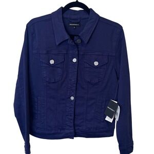 NEW Prosperity Womens Medium Blue Denim Jacket Button‎ Front Chest Pockets